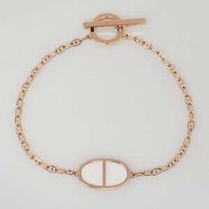 Hermes 18k Rose Gold and Ceramic Chaine d'Ancre Verso Bracelet